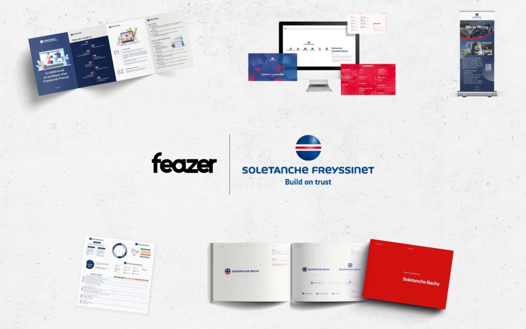 How does the Soletanche Freyssinet Group manage to coordinate its graphic design production across its various subsidiaries?